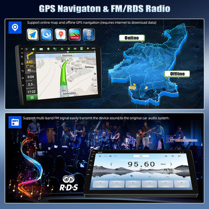 CAMECHO Android 15 Qualcomm Octa Core 4G+64G autoraadio Hyundai I10 2007-2013 jaoks koos Carplay Android Auto navigatsiooniga Kahekordne WiFi 9-tolline IPS-ekraan Navigatsiooniga Bluetooth5.1 Hi-Res FM/RDS+AHD tahavaatekaamera