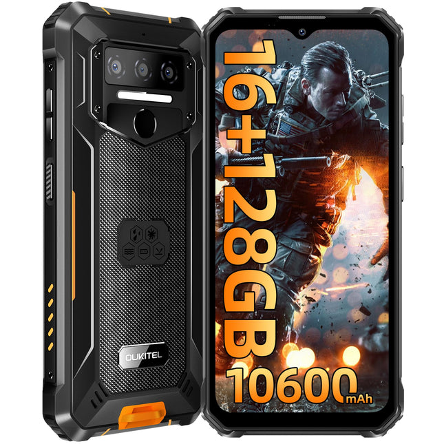 OUKITEL WP23 Pro Outdoor Smartphone Ohne Vertrag - 16GB RAM+128GB ROM 10600mAh Outdoor handy, 6,52" HD+ Display Android 13 Rugged Smartphone, 13MP+5MP, IP68 Wasserdichit Handys/Dual SIM 4G/NFC/OTG/GPS