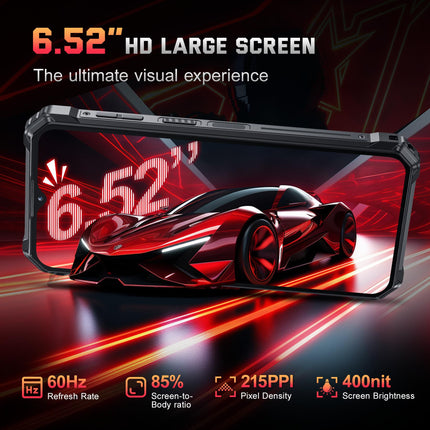 OUKITEL WP36 PRO outdoor mobile phone with 128dB speaker, 24GB+256GB 10600mAh outdoor smartphone without contract, Android 14 construction site phone, 6.52 inch display, 13MP+5MP, dual SIM 4G/IP68 mobile phone/NFC/GPS/OTG