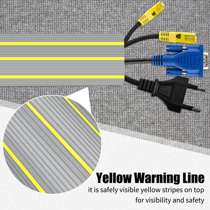 Floor cable cover, 2 m floor cable protector, cable protection cover for outdoor wires, floor cable cover, protection with 3 large channels, gray