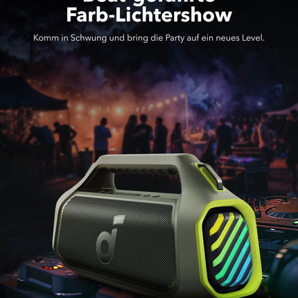 Soundcore Boom 2 Plus Outdoor Speaker, 140W, 2+2 Channel, BassUp 2.0, 20h, Fast Charging, IPX7 Waterproof, RGB Lights, USB-C, Power Bank, BT 5.3, Portable Bluetooth Speaker, Camping