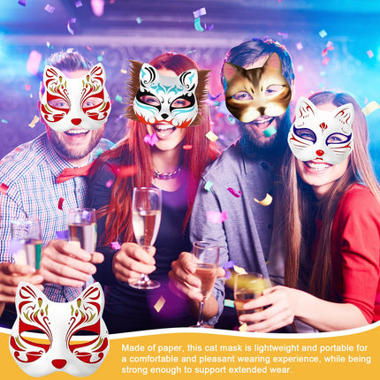 Starvortex 10 Piece Cat Mask, DIY Cat Mask Set with Acrylic Paints and Faux Fur, Therian Mask, Cat Masks to Paint, Cat Mask for Halloween, Masked Ball, Cosplay, Masks to Paint for Children