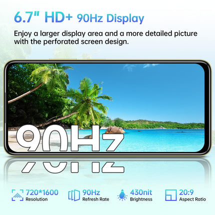 OUKITEL C65 Android 15 Handy Ohne Vertrag, 16GB+128GB/1TB Smartphone Ohne Vertrag, 6.7" HD+ 90Hz Handy Günstig, 50MP+8MP, 5150mAh Simlockfreie Handys, Dual SIM 3 Steckplatz/Fingerabdruck/3.5mm Jack