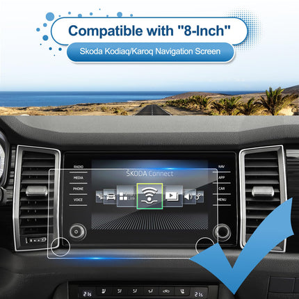 Coleya navigatsiooniekraanikaitse, mis ühildub Skoda Kodiaq 2017-2023/Skoda Karoq 2017-2024 mudelitega, Kodiaq karastatud klaasist ekraanikaitse, 9H kriimustuskindel GPS-ekraanikaitse (8 tolli)