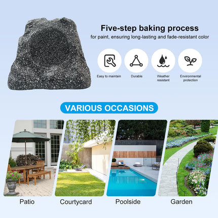 6.5" Outdoor Bluetooth Speakers Waterproof Powerful 400W Rock Speakers Deep Bass All Weather Durable for Outdoor Party Backyard Garden Deck Patio Porch Pool (1 Pair)
