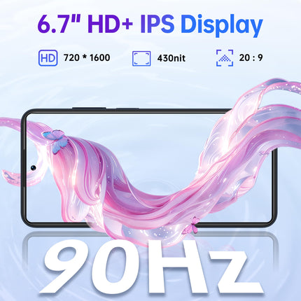 OUKITEL C65 Pro Android 15 nutitelefon, 24GB+256GB/1TB lukustamata nutitelefon, 90Hz, 6.7", 5150mAh, 50MP+8MP kaamera, kahe SIM-kaardi pesa 4G / näotuvastus + sõrmejälg / GPS / OTG / sinine