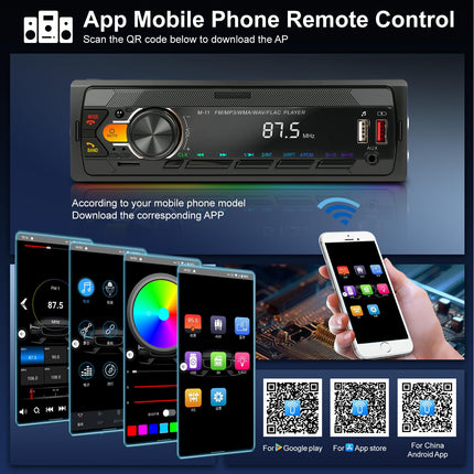 Autoraadio Bluetooth 5.0, FM/AM/7 värvitooniga autoraadio Bluetooth käed-vabad süsteemiga, 1 DIN autoraadio 2 USB/AUX/SD/MP3 mängija puldiga, iOS/Android tugi