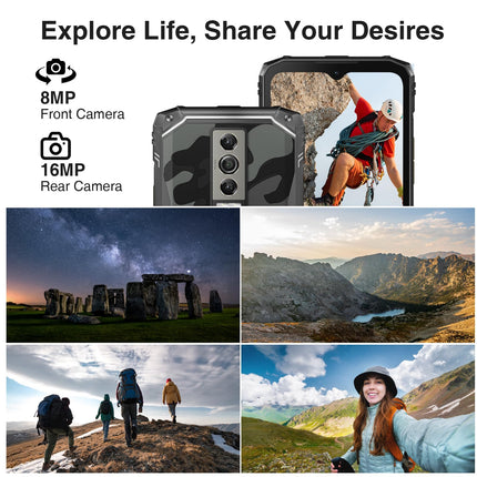 DOOGEE Blade 10 õuenutitelefon Android 14, 9GB+128GB/2TB TF-kaart õuenutitelefon, 10.7mm üliõhuke ehitusplatsi telefon, 6.56-tolline HD+ 90 Hz õuenutitelefon ilma lepinguta, 5150mAh, 16MP+8MP kaamera, GPS/FaceID