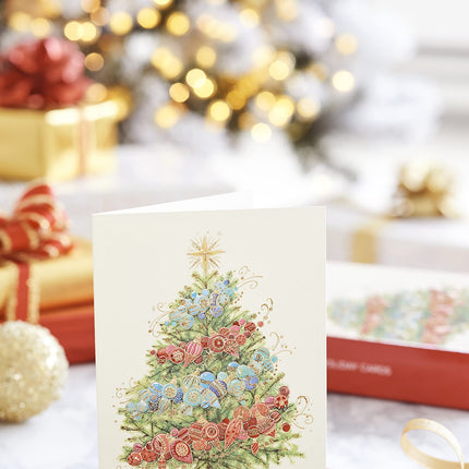 Papyrus Christmas Cards in Box with Envelopes, Peace and Happiness, Christmas Tree (12 pieces)