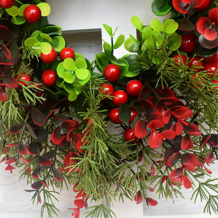 Christmas wreath, YouXiaor artificial Christmas wreath, fir wreath, door wreath, Christmas berry wreath, winter wreath, decorative wreath, Advent wreath, winter wreath for Christmas, indoor and outdoor decorations, 35 cm