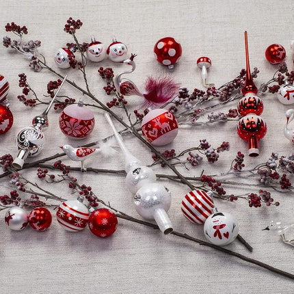 Set of 6 decorative balls (Ø 7 cm) made of mouth-blown glass for Christmas tree