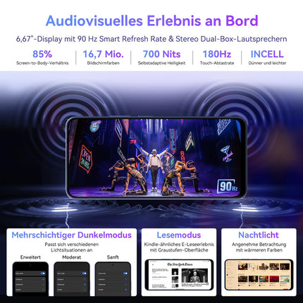 OSCAL Tiger 13 5G mobiiltelefon ilma lepinguta Gemini AI 24GB+256GB/2TB, Android 14 nutitelefon ilma lepinguta 90Hz 6.67" HD+, 50MP AI kaamera, 4K video, 18W kiirlaadimine/5000mAh, Face ID/sõrmejäljelugeja/OTG/NFC