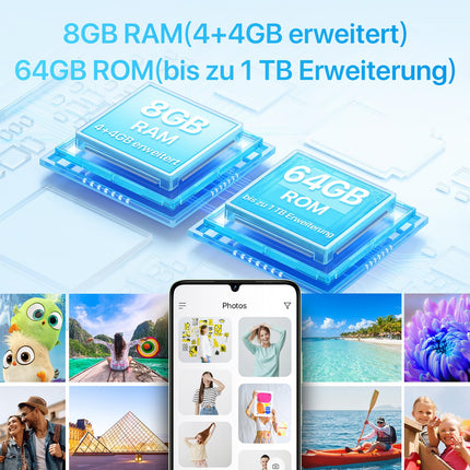 UMIDIGI G9A mobiiltelefon, Android 14 Go nutitelefon ilma lepinguta, 6,75" HD+ kaheksatuumaline Android mobiiltelefon, 8 GB + 64 GB / 1 TB TF, kahe SIM-kaardiga 4G SIM-kaardi lukustamata mobiiltelefonid, 13 MP + 8 MP / 5000 mAh / Face ID / GPS