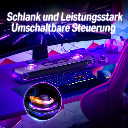 OXS Thunder Pro Gaming Soundbar 5.1.2 Dolby Atmos, Enhanced Bass, Bluetooth Multi-Device Connection, Integrated Subwoofer, 3 Pro Gamer Modes, Slim Toggle Design, for PCs, Game Consoles