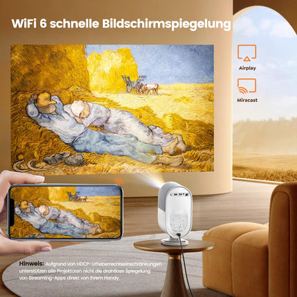 Projektor 4K【AI Auto/Dolby Audio】30000 luumenit FHD 1080P projektor 4K toetab autofookust/trapetsikorrektsiooni automaatse takistuste vältimisega, nutikas WiFi6 Bluetooth LED kodukino/välisprojektor pööratava kronsteiniga