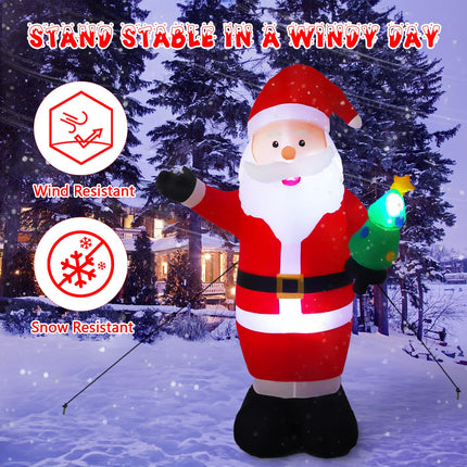 Vintoney 8FT/244cm Christmas Inflatable Santa Claus Inflatable Rotating LED Light Garden Decoration Inflatable Indoor and Outdoor Upgraded Santa Claus Christmas Decoration