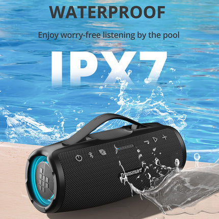 Tronsmart Mirtune S100 Bluetooth Speaker, IPX7 Waterproof, 5.3 Bluetooth, 20 Hours Long Battery Life Outdoor Party Speaker, Suitable for Beach, Outdoor, and Other Scenes (Black)