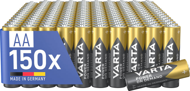 VARTA AA patareid, 150 tk, Power on Demand, leelispatareid, 1,5 V, hoiupakend, nutikas, paindlik, võimas, ideaalne arvutitarvikute ja nutika kodu seadmete jaoks, valmistatud Saksamaal