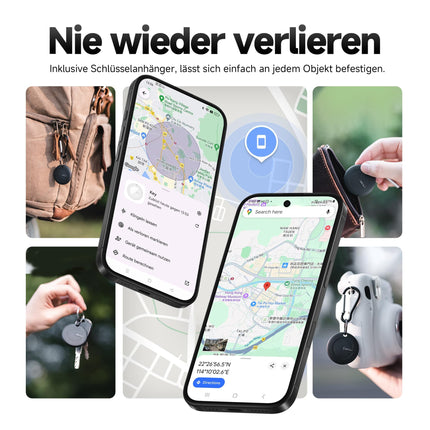 MiLi MiTag Androidi nutikas silt, võtmeleidja, mis ühildub Google Find My Device rakendusega (ainult Android), Bluetooth-võtmeleidja pagasi/kottide/kohvrite/rahakottide jaoks, must - 4 tk