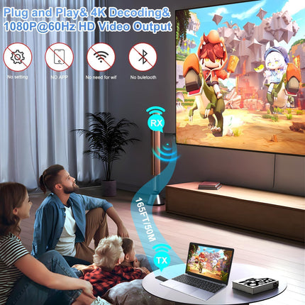 OBEST HDMI juhtmevaba saatja ja vastuvõtja, HDMI saatja 4K juhtmevaba video ja heli voogesitamiseks sülearvutist/arvutist/kaamerast monitori/projektorisse/telerisse, 2.4G/5G HDMI juhtmevaba edastus