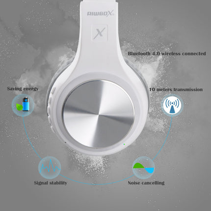 Riwbox Bluetooth kõrvaklapid, XBT-80 kokkupandavad juhtmevabad stereo kõrvaklapid mikrofoni ja helitugevuse regulaatoriga, kaabliga või ilma, arvuti/mobiiltelefonide/teleri jaoks (valged ja hõbedased)