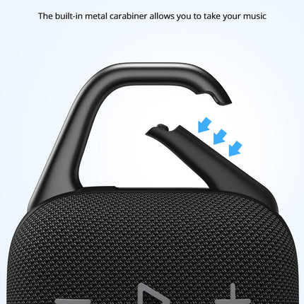 Tronsmart Mirtune H1 kaasaskantav Bluetooth-kõlar õue, 20 tundi mänguaega, vali heli ja võimas bass, sisseehitatud karabiin, IPX7, reguleeritav ekvalaiser, Bluetooth 5.3 (must)