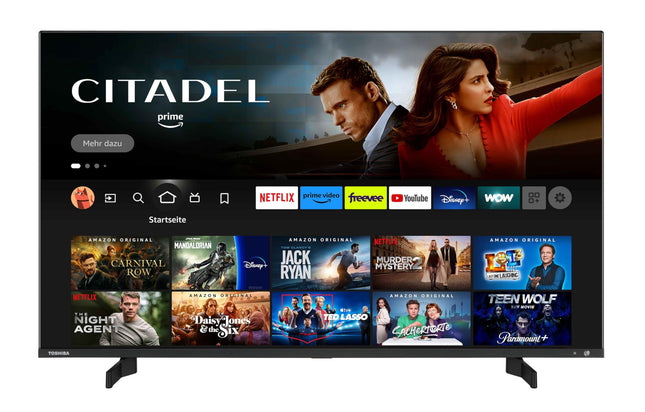 Toshiba 43QF5D63DA 43-tolline QLED-teler/Fire TV (4K Ultra HD, HDR Dolby Vision, nutiteler, kolmekordne tuuner, sisseehitatud Alexa, Bluetooth, Onkyo heli) [2023], must