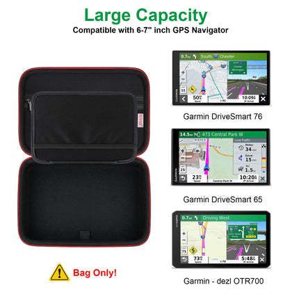 BOVKE GPS-kott ühildub 6-7-tollise TomTom GO navigatsiooniseadmega, Garmin Camper 795/780/DriveSmart 65/76/61/dēzl LGV 710/700 navigatsiooniseadmega, lisatasku auto toitekaabli ja muu jaoks, must