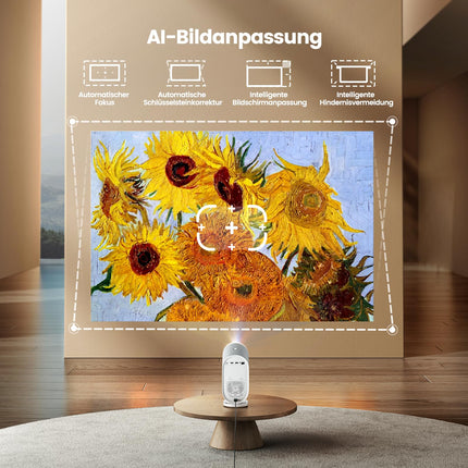 Projektor 4K【AI Auto/Dolby Audio】30000 luumenit FHD 1080P projektor 4K toetab autofookust/trapetsikorrektsiooni automaatse takistuste vältimisega, nutikas WiFi6 Bluetooth LED kodukino/välisprojektor pööratava kronsteiniga