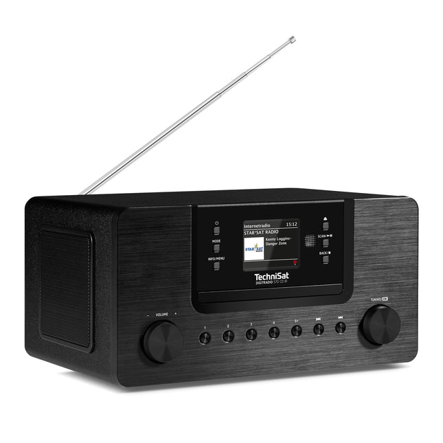 TechniSat DIGITRADIO 570 CD IR – Stereo DAB+ internetiraadio (CD-mängija, Wi-Fi, FM, Bluetoothi ​​heli voogedastus, Spotify, USB, äratuskell, Wi-Fi voogedastus, AUX-sisend, ekvalaiser, kaugjuhtimispult, 2 x 5 vatti) must