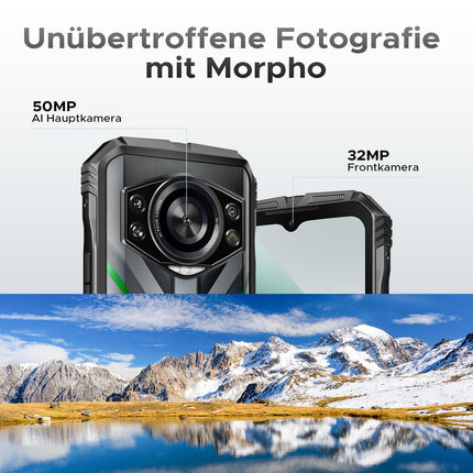 DOOGEE S Cyber Pro Outdoor Handy 32GB+512GB(2TB), 50MP+32MP+Nachtsehen 20MP Outdoor Smartphone Ohne Vertrag Android 14, 6.6" FHD+ 120Hz, 10800mAh/33W Baustellenhandy, IP68/ NFC/ 4G Dual SIM/OTG/GPS