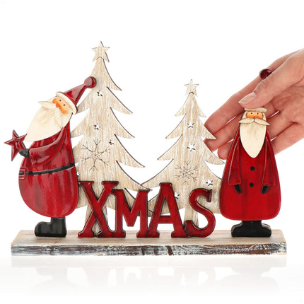 com-four® Decorative stand for Christmas - Santa Claus made of varnished wood - Premium Christmas decoration for standing (01 piece - Santa Claus 26cm)