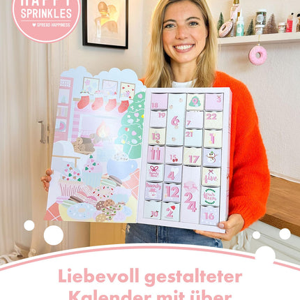 Happy Sprinkles Magical Christmas Time Children's Advent Calendar 2024 - Christmas decorations for pastries - Edible cake decorations for Christmas - 24 doors