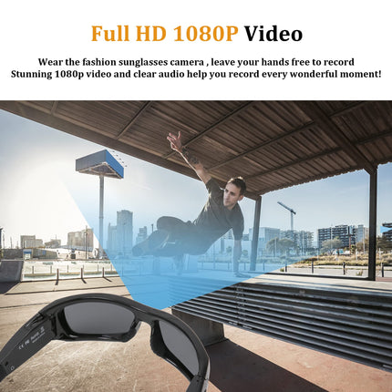 Hereta Camera Sunglasses, Bluetooth Sunglasses Full HD 1080P Video Camera Glasses with UV Protection Polarized Lens for Outdoor and Travel, SM-21B