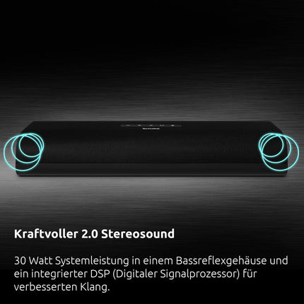 TechniSat AUDIOMASTER SL 450 – Soundbar with Bluetooth (30 Watt, USB port, HDMI, HDMI ARC, 2.0 channel, AUX-in, optical audio input, remote control) black