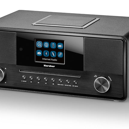 Karcher DAB 9000CDi internetiraadio CD-mängijaga (DAB+ / FM RDS, Wi-Fi ja Bluetooth, USB-port, AUX-IN, äratuskell kahekordse äratusega, integreeritud subwoofer) must