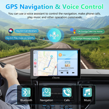Carpuride V9 kaasaskantav autostereo, juhtmevaba Carplay ja Android Auto, 9-tolline 1080P HD puutetundliku ekraaniga raadio BT 5.0-ga, Mirror Link, valgustundlikkuse tugi, matkaautodele