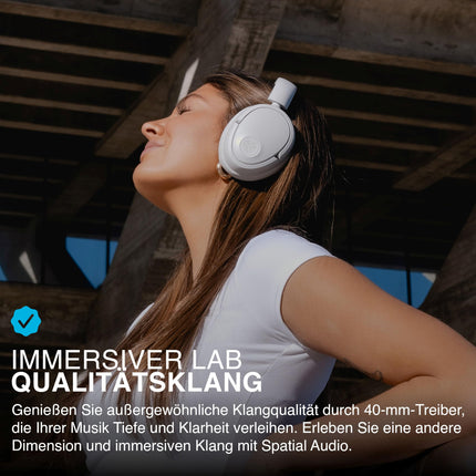 JLab JBuds LUX ANC nutikad mürasummutavad kõrvaklapid - kõrvapealsed Bluetooth-juhtmevabad kõrvaklapid mikrofoni ja aktiivse mürasummutusega, üle 70 tunni mänguaega, kokkupandavad Bluetooth-kõrvaklapid, pilvevalged