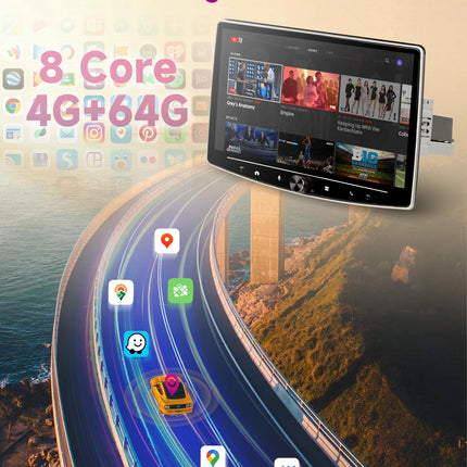 8-tuumaline 4G+64G juhtmevaba Carplay Android 13 autoraadio 1 DIN Android Auto GPS navigatsiooniga WiFi 10-tolline pööratav ekraan autoraadio peegli lingiga Bluetooth FM/RDS/DAB/EQ roolil juhtimine tahavaatekaamera