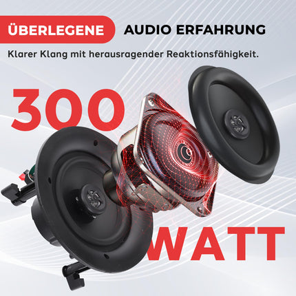 Pyle laekõlarid, sisseehitatud kõlarid, 250W laekõlarid Bluetoothiga, 2-ribalised kõlarid, seinakõlarid, 25 cm, lamedad kõlarid, ümmargused, laekõlarid, 28 cm, koju/kontorisse