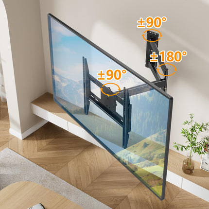 SEPISTATAV KINNITUS TV seinakinnitus pika varrega nurgateleri kronstein 26–65-tollistele teleritele, 840 mm sujuv pikendus, pöörlev, kallutatav teleri seinakinnitus, teleri kandevõime 45 kg, VESA 400x400 mm