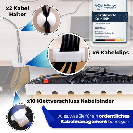 HOMEPROTEK kaablikanal korralikuks kaablihalduseks, 2 tk pakis, valge – lihtsa paigaldusega kaablihoidik, 43 x 10 x 10 cm kaablikorraldaja kodukontorisse