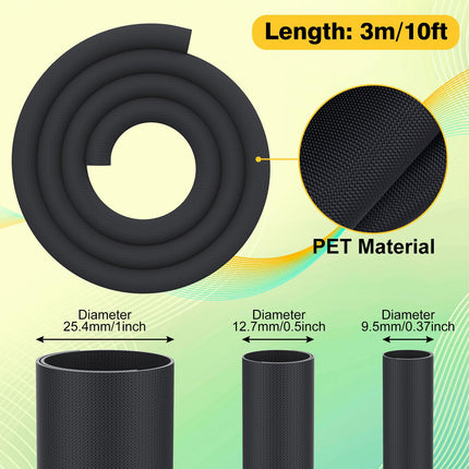 REFLYING Dog and Cat Cable Protector, Cable Sleeves 3 Meters-25.4mm, Protects Cables from Pet Chewing, Expandable Braided Self-Closing Cable Sleeve, Black