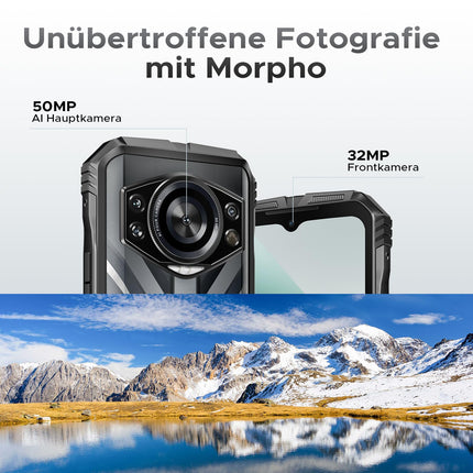 DOOGEE S Cyber Pro Outdoor Handy 32GB+512GB(2TB), 50MP+32MP+Nachtsehen 20MP Outdoor Smartphone Ohne Vertrag Android 14, 6.6" FHD+ 120Hz, 10800mAh/33W Baustellenhandy, IP68/ NFC/ 4G Dual SIM/OTG/GPS