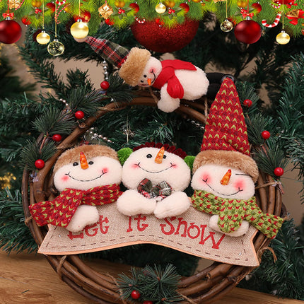 Christmas wreath snowman, 30cm Christmas decoration garland elk, Christmas wreath door wreath outdoor decoration, snowman Advent wreath, suitable for Christmas door, window, fireplace, living room decoration (B)
