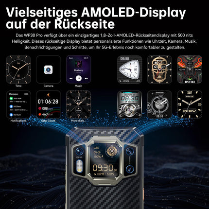OUKITEL WP30 Pro Outdoor Mobile Phone 5G - 24+512GB Dimensity 8050 Outdoor Smartphone Without Contract, 11000mAh/120W, 108MP+20MP Night Vision, 6.78" FHD+ 120Hz Dual Display, IP68 Android 13, WiFi 6, NFC