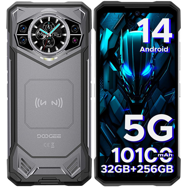 DOOGEE S200 Outdoor Handy Ohne Vertrag 5G, 10100mAh Outdoor Smartphone Android 14, 32GB+256GB Baustellenhandy, 1.32" AMOLED Heckdisplay 6.72” FHD+ 120Hz, 100MP+20MP, IP68/ Fingerabdruck/Dual SIM/NFC
