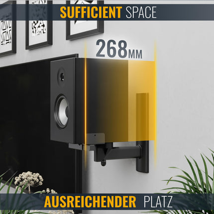 RICOO 2X speaker wall mounts universal speaker wall mounts swiveling tilting LH023-B bracket speaker wall mount speaker mount set up to max. 25 kg wall mount speaker wall mount