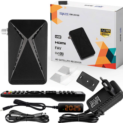 Hd-line OM-26100 Mini Sat Receiver -DVB S/S2 Satellite Receiver Full HD 1080P HDMI 2 x USB 2.0 HDTV [Digital Satellite Receiver] (Astra Hotbird Türksat) - Black