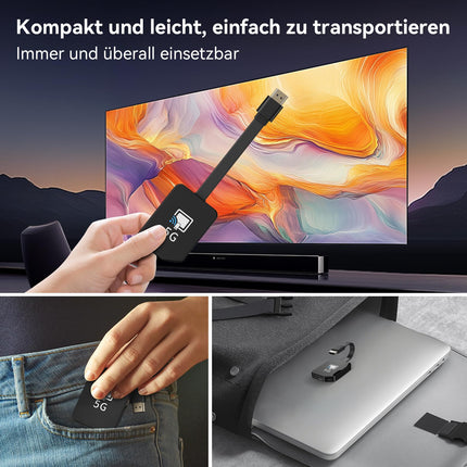 Wireless Display Dongle, 4K/5G Miracast HDMI Dongle, Seamless Streaming with 5G Support Compatible with iPhone/iPad/Android/iOS to TV/Monitor, Supports Miracast, DLNA, Airplay